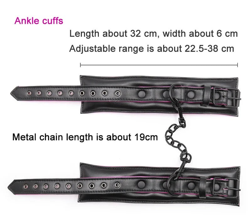 Sex Toys Couple Leather Bdsm Bondage Suit 3pcs Restraint Collar Ankle Sleeve Handcuffs for Sex Bondage Suit Adult Female