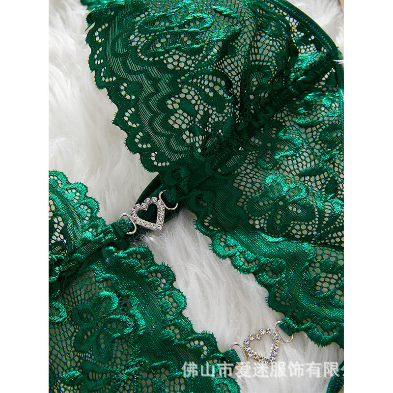 Y Adult Products Sexy Bodysuit Temptation Set Transparent Suspenders Lace Outfit Large Size Uniform Green 23101