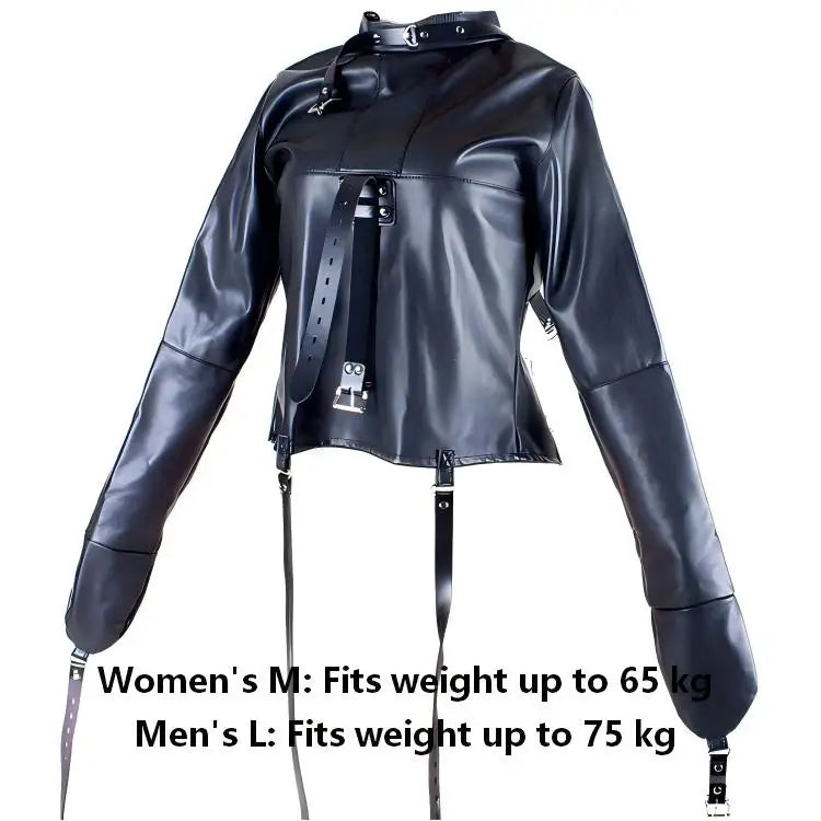 SM Games Bondage Straight Jacket Harness,Slave Role Gimp Costumes Sextoys BDSM Leather Lingerie Straitjacket with Crotch Strap