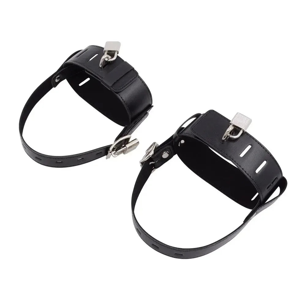 Lockable PU Leather Ankle Cuff Straps For High Heels BDSM Bondage Restraint Fetish Erotic Accessory Toy For Adult Women Couple