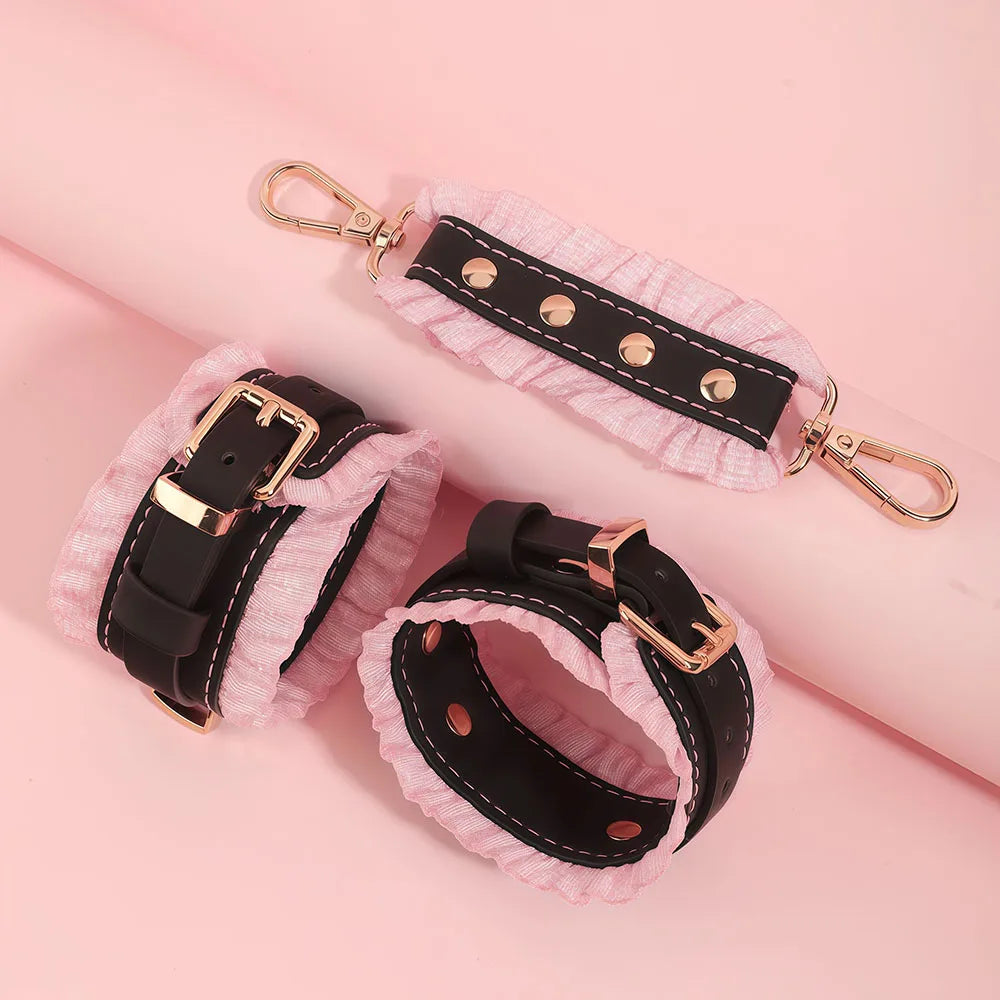 6 PCS BDSM Products Bondage Sex Toy Kits Maid Role Play Restraints Kit Sex Toys Handcuffs Collar Gag Eye Mask Couples Sex Tools
