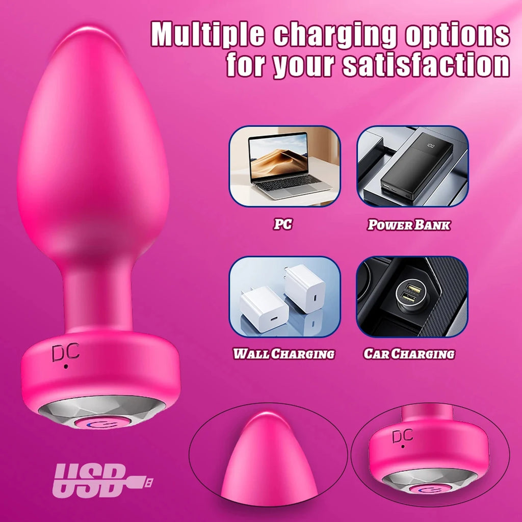 Anal Plug Vibrating Butt Plug Adult Sex Toys with APP & Remote Control Clitoral Vibrator 10 Vibration Modes for Men Women Couple