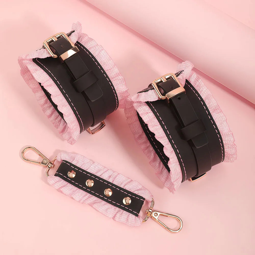 6 PCS BDSM Products Bondage Sex Toy Kits Maid Role Play Restraints Kit Sex Toys Handcuffs Collar Gag Eye Mask Couples Sex Tools