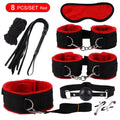 Hot Exotic Bed Bondage Set BDSM Kits Exotic Sex Toys For Women  Adults Games Leather Handcuffs Whip Gag Nipple Clamps Sex Shop