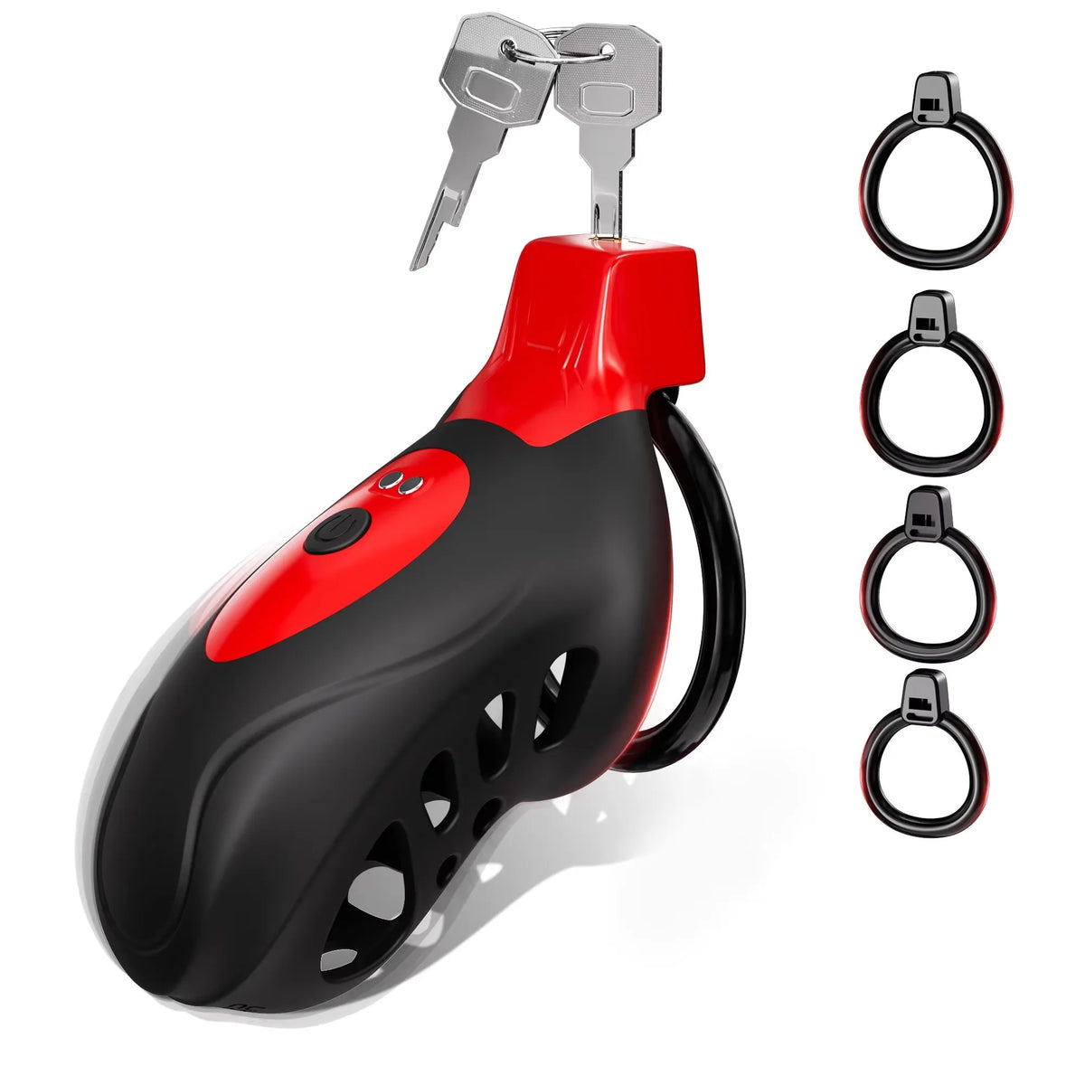 SENSIVO Vibrating Chastity Cage for Men Cock Cage with 5 Sizes Rings and Invisible Lock Silicone Male Bondage Gear & Accessories