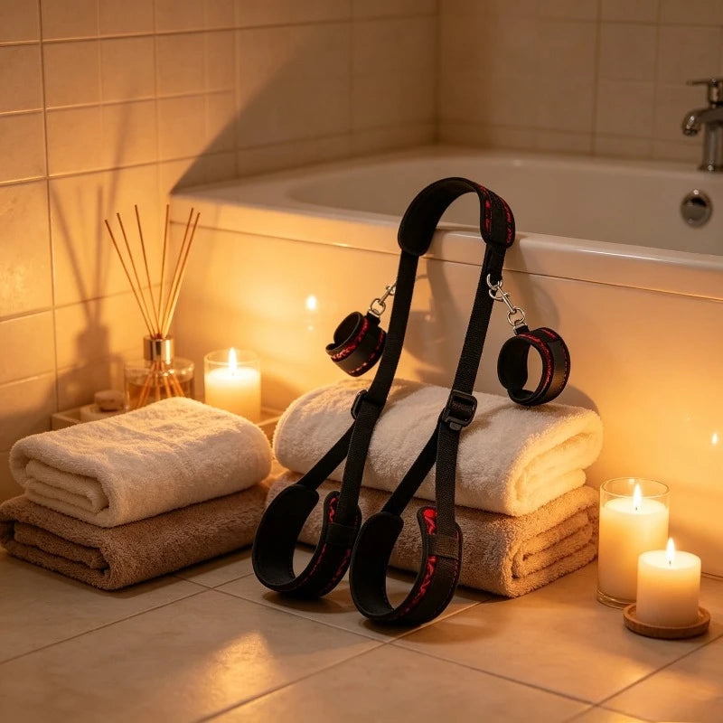 Sexual BDSM Sex Toys Sex Bondage Wrist and Thigh Restraints Set SM Sex Bondage Leg Clamps with Adjustable Straps, Sex Toys Kit