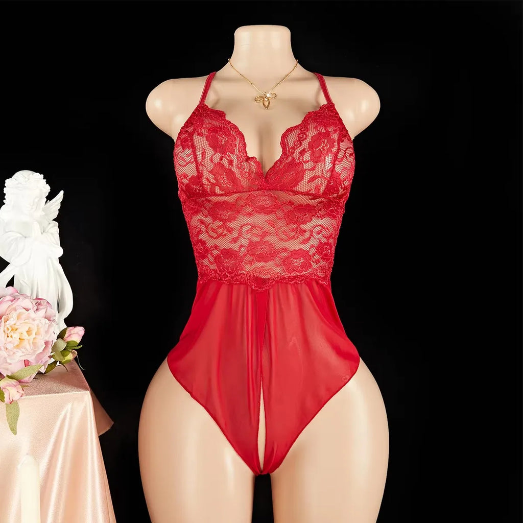 Erotic Lingerie Women  Underwear Porn Babydolls Dress Bodysuit Exotic Seductive Sleepwear Sheer Lace Bra Crotchless Sexy