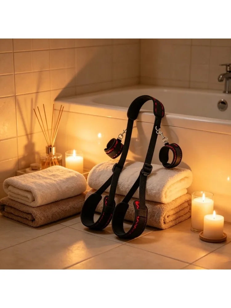 Sexual BDSM Sex Toys Sex Bondage Wrist and Thigh Restraints Set SM Sex Bondage Leg Clamps with Adjustable Straps, Sex Toys Kit
