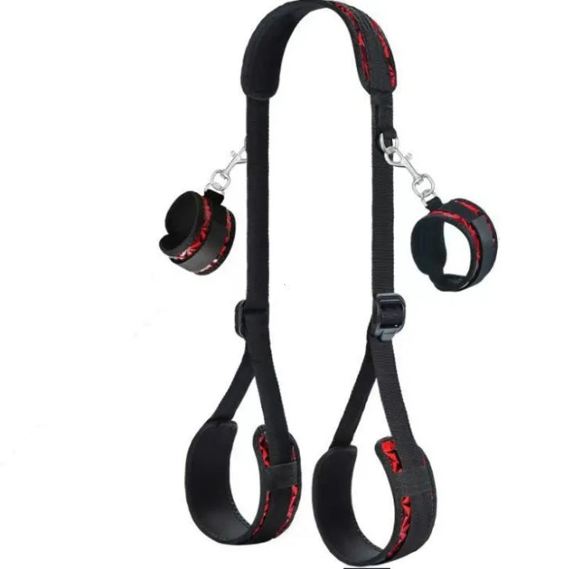 Sexual BDSM Sex Toys Sex Bondage Wrist and Thigh Restraints Set SM Sex Bondage Leg Clamps with Adjustable Straps, Sex Toys Kit