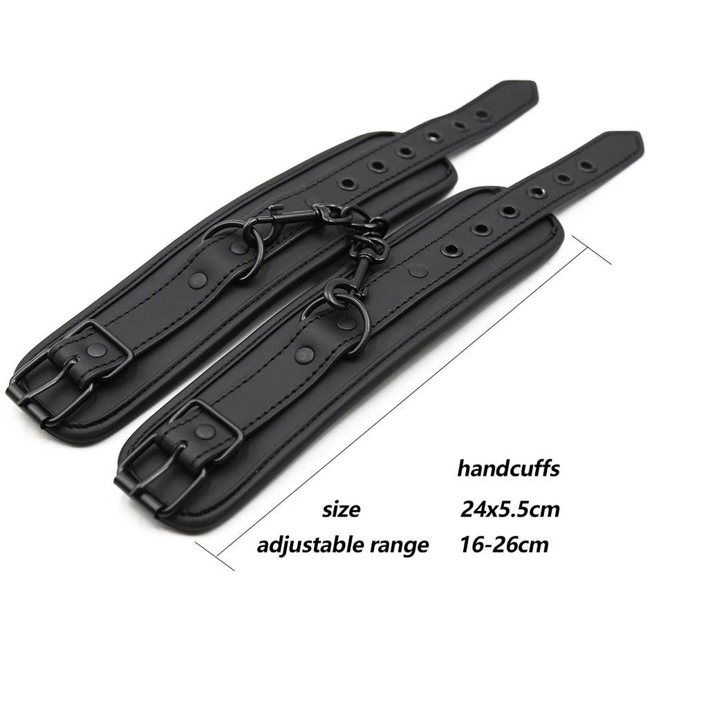 Thierry Adjustable Erotic PU Leather Handcuffs Wrist Ankle Cuffs Bondage Restraints Adult Games BDSM Sex Toys Exotic Accessories