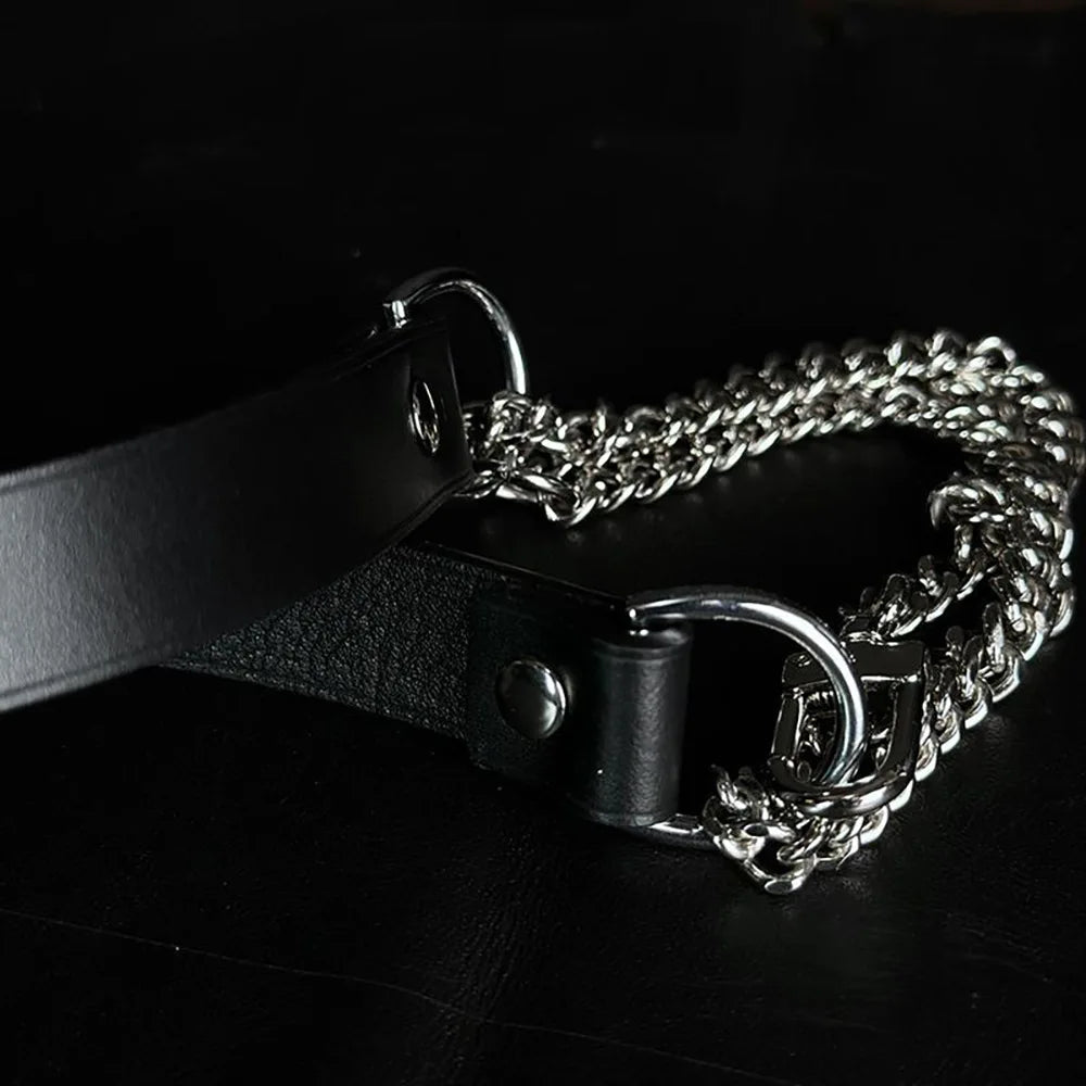 SM Genuine Leather Erotic Collar Punk Collar Choker Neckband Adult Couple Bondage Cosplay Luxury Necklace Personality Fashion