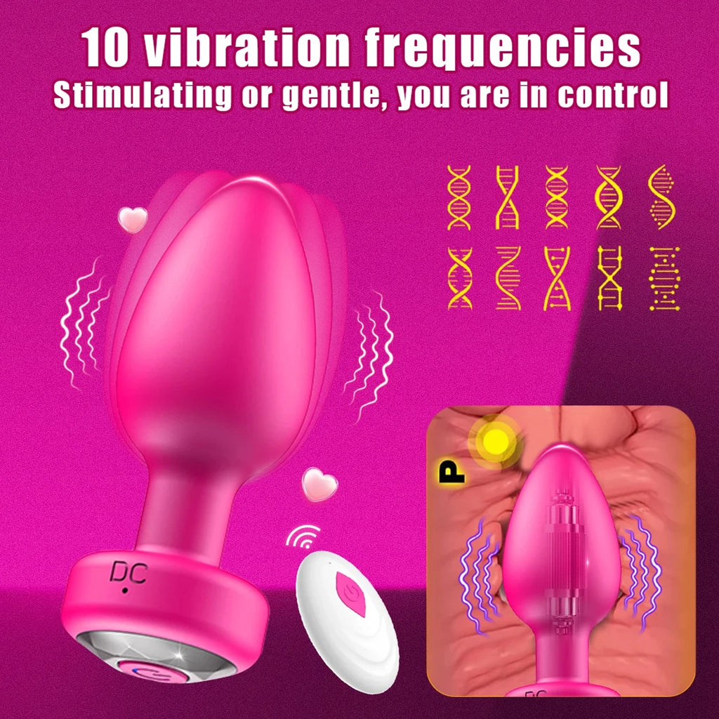 Anal Plug Vibrating Butt Plug Adult Sex Toys with APP & Remote Control Clitoral Vibrator 10 Vibration Modes for Men Women Couple