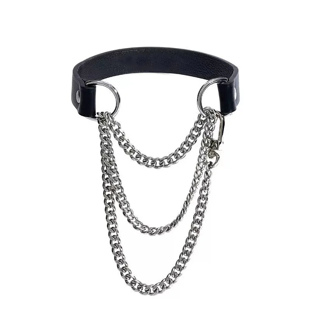 SM Genuine Leather Erotic Collar Punk Collar Choker Neckband Adult Couple Bondage Cosplay Luxury Necklace Personality Fashion
