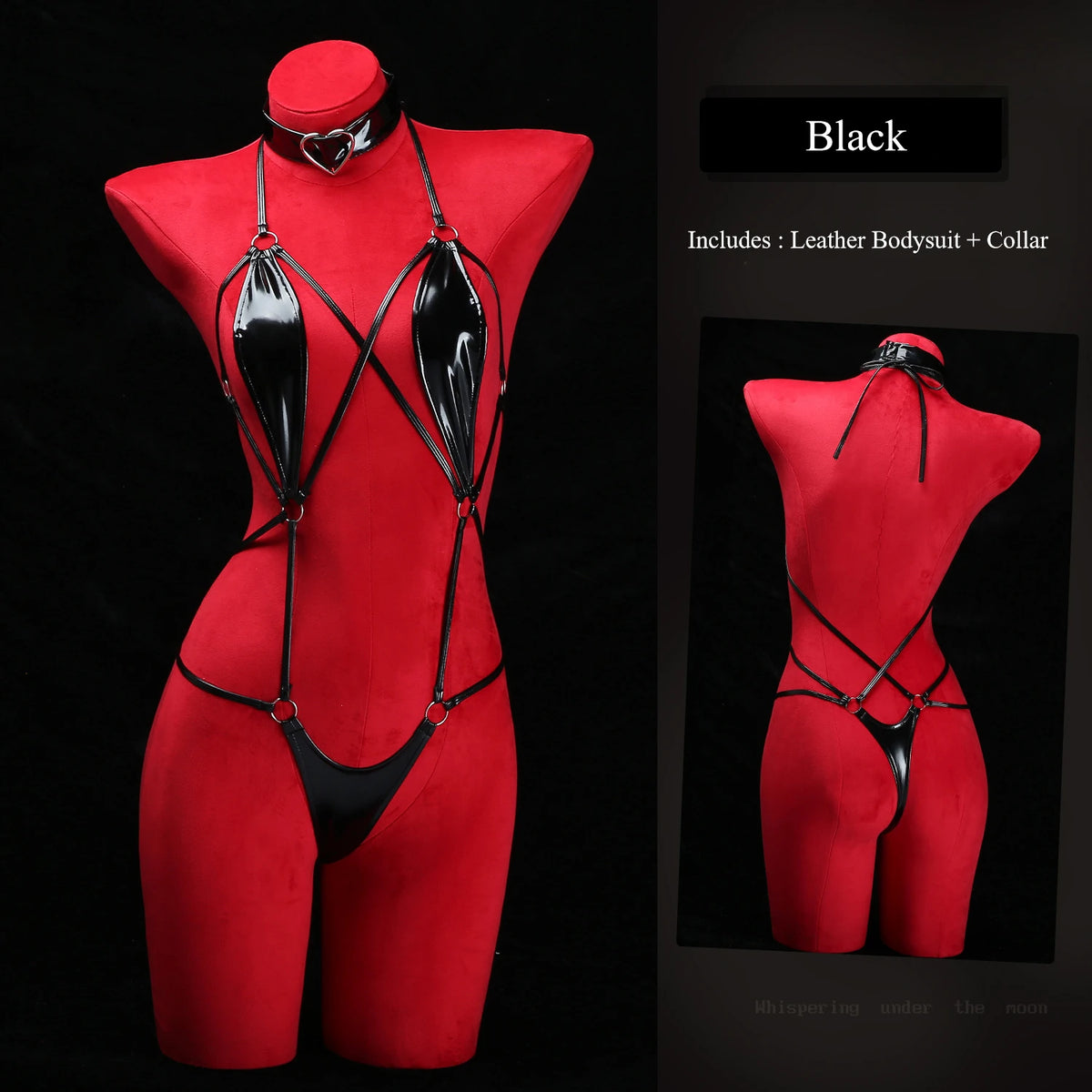 Black Patent Leather Strappy Bodysuit Sexy Crotchless Jumpsuit Harness Choker Wet Teddy Fetish Erotic Role Lingerie Set Hot New