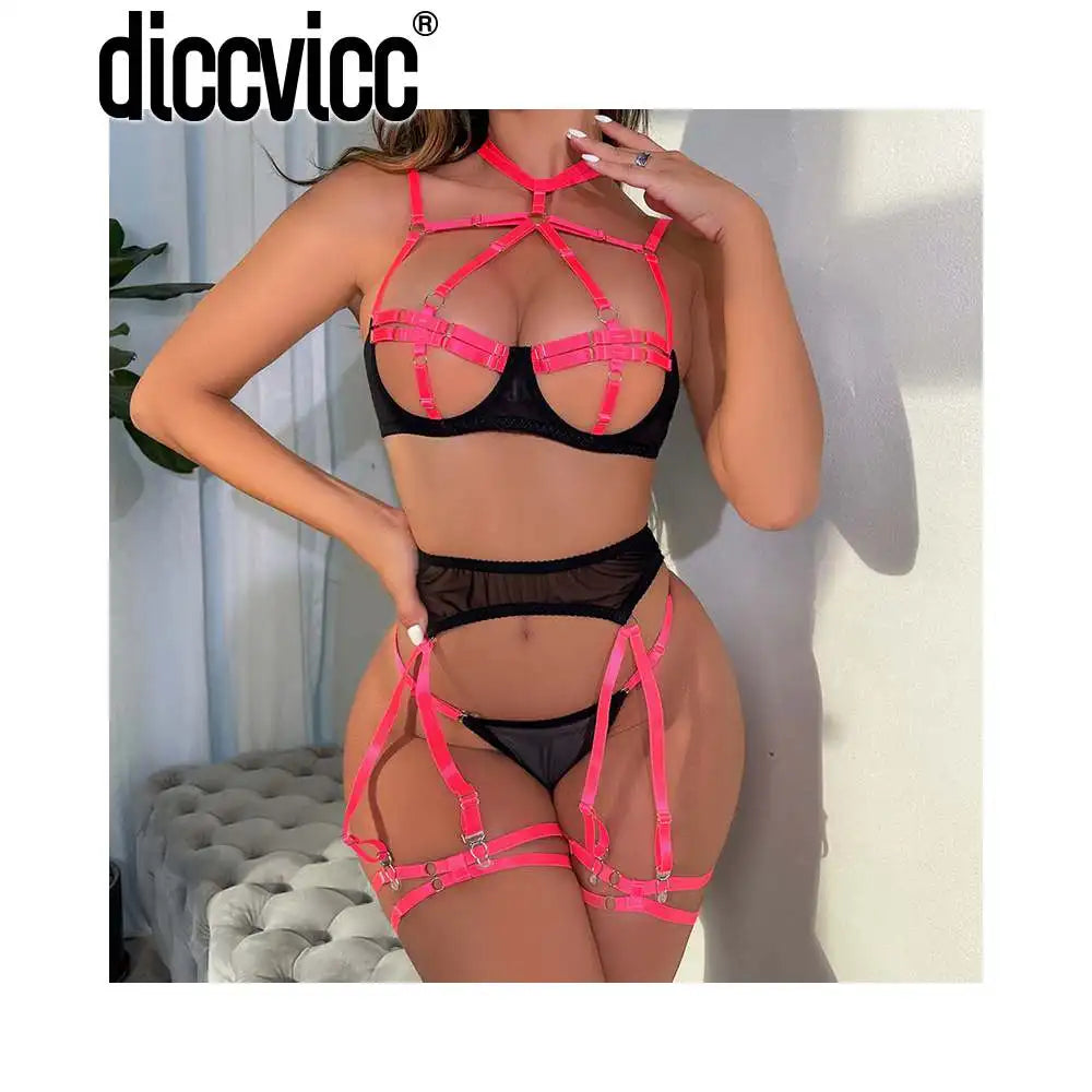 Diccvicc Bandage Lingerie Open Halter Bra Naked Women Underwear without Censorship Intimate Outfit Exotic Set Erotic Costume