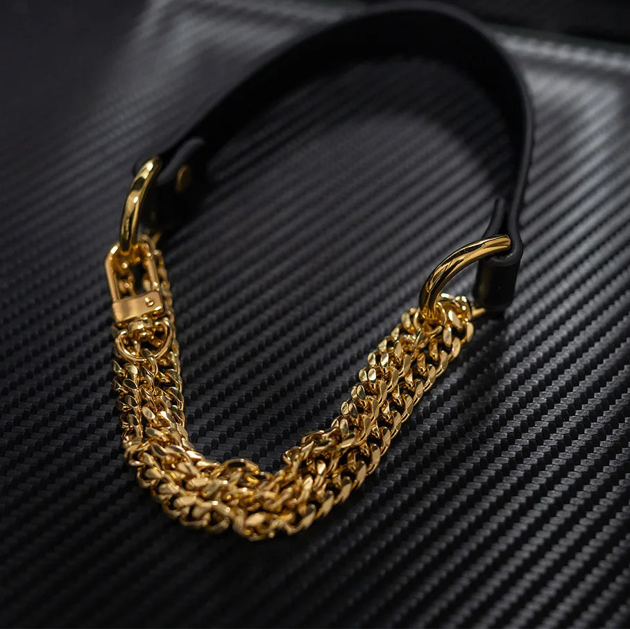 SM Genuine Leather Erotic Collar Punk Collar Choker Neckband Adult Couple Bondage Cosplay Luxury Necklace Personality Fashion