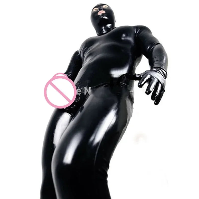PU Leather Men Sexy Prisoner Bodysuit Faux Latex Male Erotic Jumpsuit Gays Sex Lingerie Adult Products Club Stage Costume