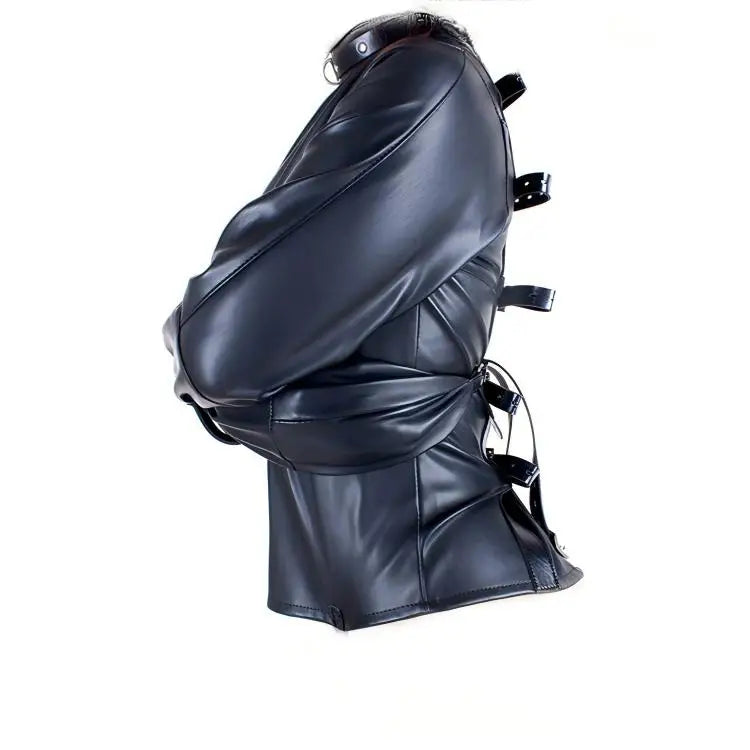 SM Games Bondage Straight Jacket Harness,Slave Role Gimp Costumes Sextoys BDSM Leather Lingerie Straitjacket with Crotch Strap