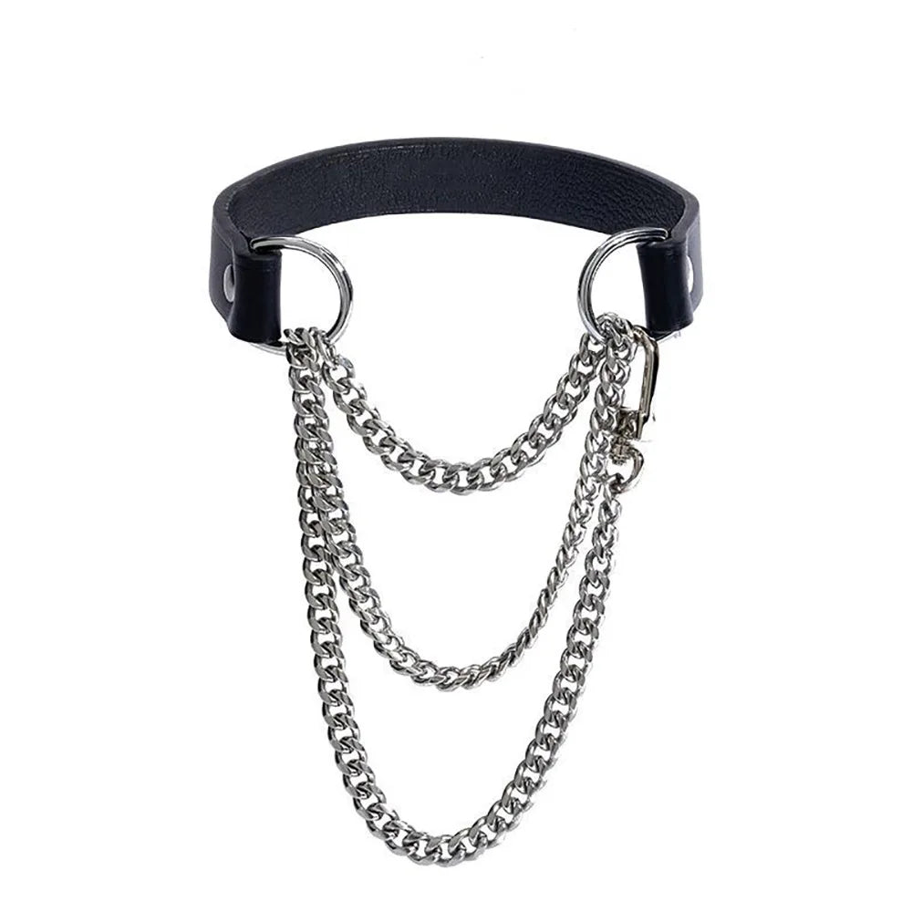 SM Genuine Leather Erotic Collar Punk Collar Choker Neckband Adult Couple Bondage Cosplay Luxury Necklace Personality Fashion