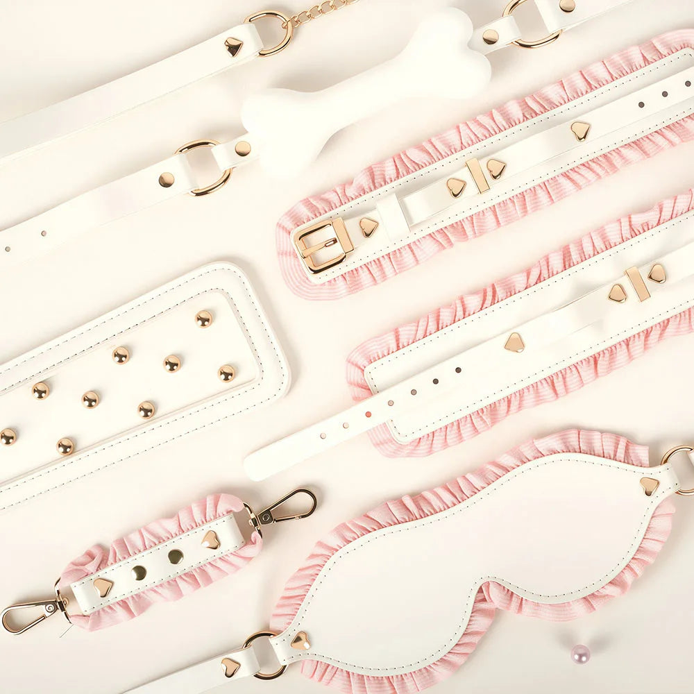 6 PCS BDSM Products Bondage Sex Toy Kits Maid Role Play Restraints Kit Sex Toys Handcuffs Collar Gag Eye Mask Couples Sex Tools