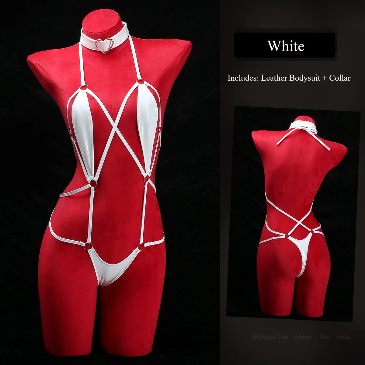 Black Patent Leather Strappy Bodysuit Sexy Crotchless Jumpsuit Harness Choker Wet Teddy Fetish Erotic Role Lingerie Set Hot New