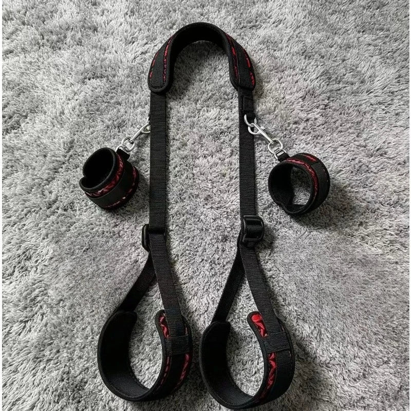 Sexual BDSM Sex Toys Sex Bondage Wrist and Thigh Restraints Set SM Sex Bondage Leg Clamps with Adjustable Straps, Sex Toys Kit