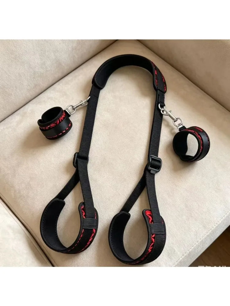 Sexual BDSM Sex Toys Sex Bondage Wrist and Thigh Restraints Set SM Sex Bondage Leg Clamps with Adjustable Straps, Sex Toys Kit