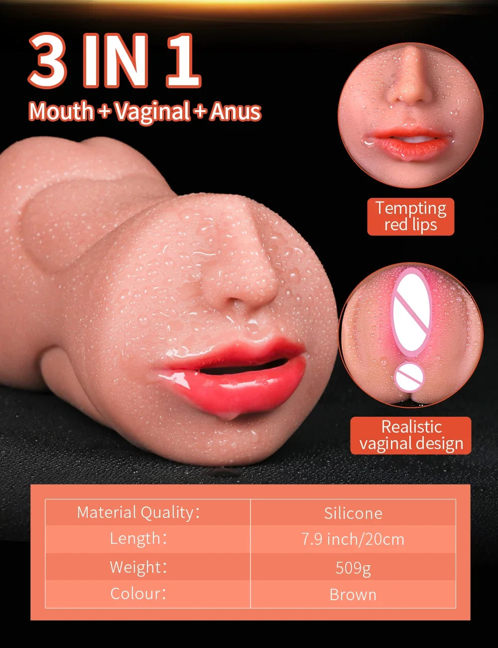 3 IN 1 Sex Toys Masturbation For Men Deep Throat Artificial Real Pussy Oral Male MasturbatorBlowjob Realistic Rubber Vagina