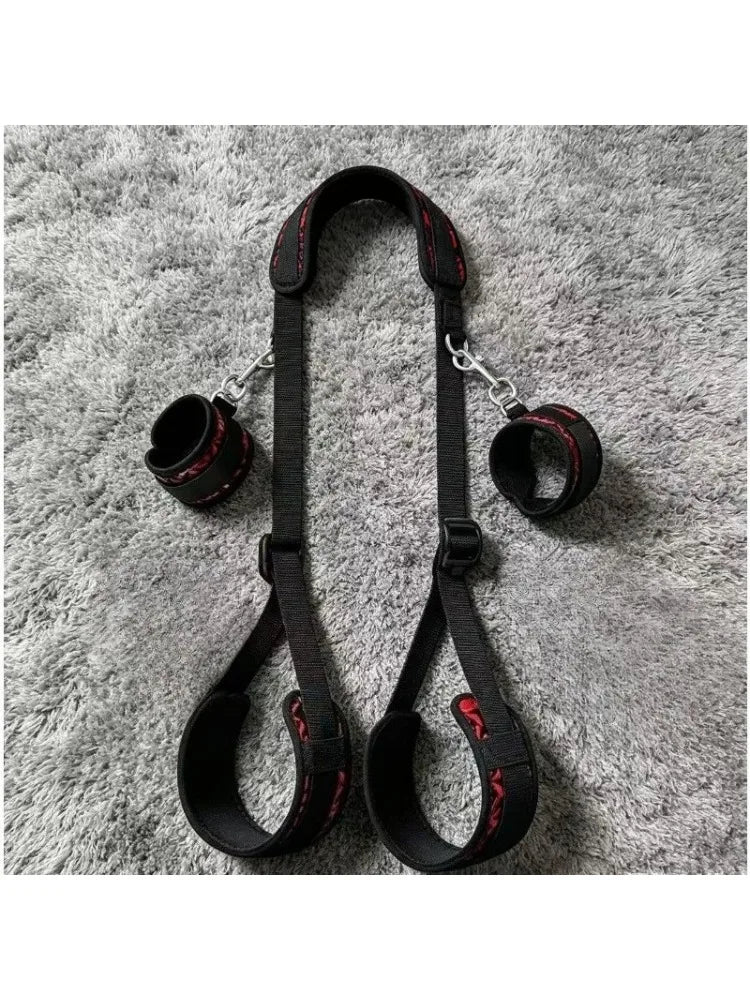 Sexual BDSM Sex Toys Sex Bondage Wrist and Thigh Restraints Set SM Sex Bondage Leg Clamps with Adjustable Straps, Sex Toys Kit