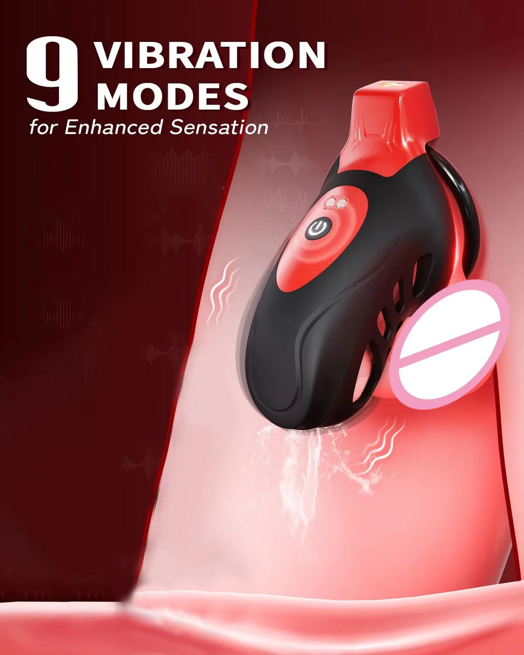 SENSIVO Vibrating Chastity Cage for Men Cock Cage with 5 Sizes Rings and Invisible Lock Silicone Male Bondage Gear & Accessories